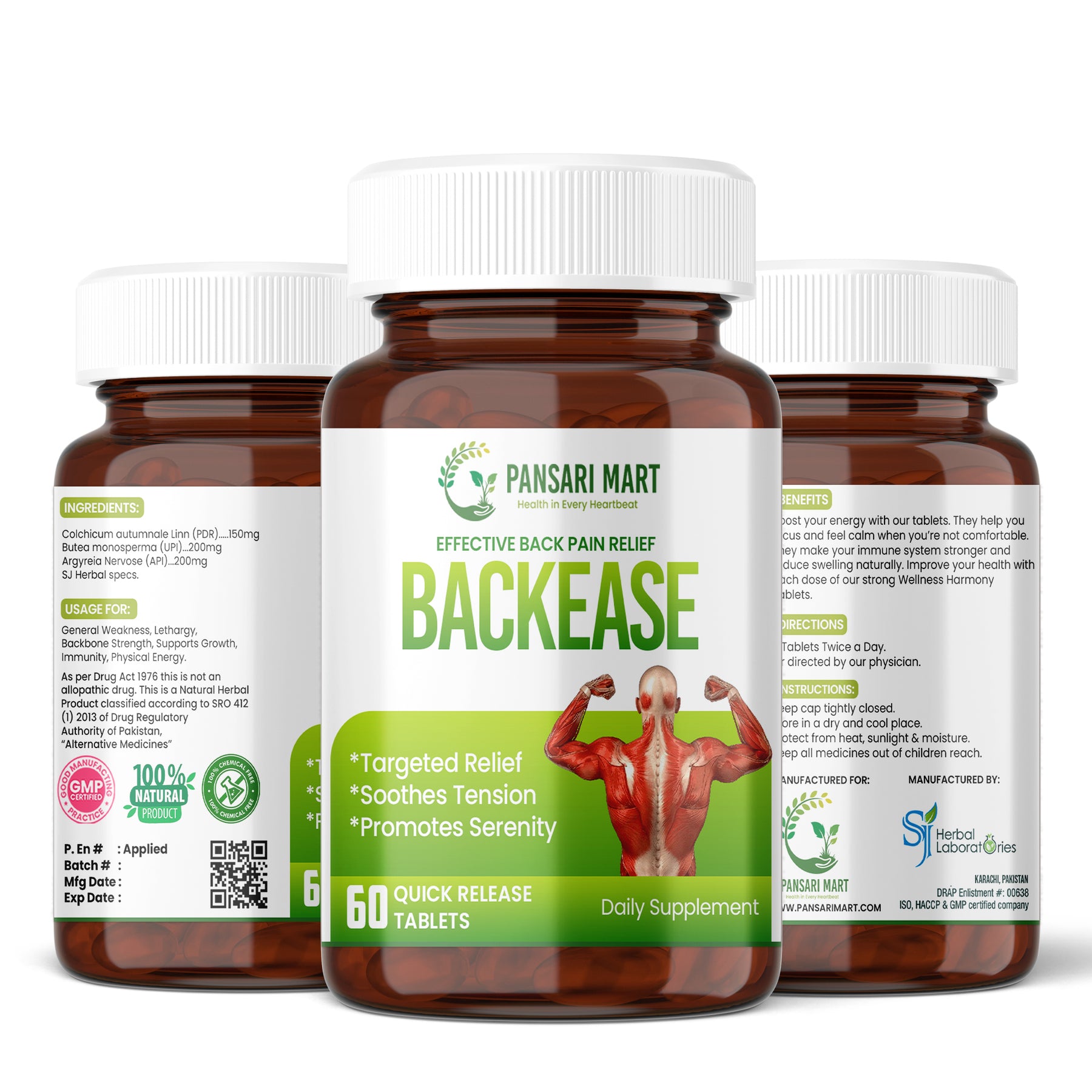 Backease - Removes Pain From Body Naturally (60 Tablets)